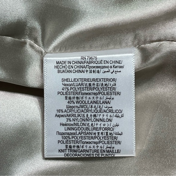 BCBGeneration Wool Belted Plaid Wrap Coat Tan Cream Winter Peacoat Small New - Picture 15 of 16